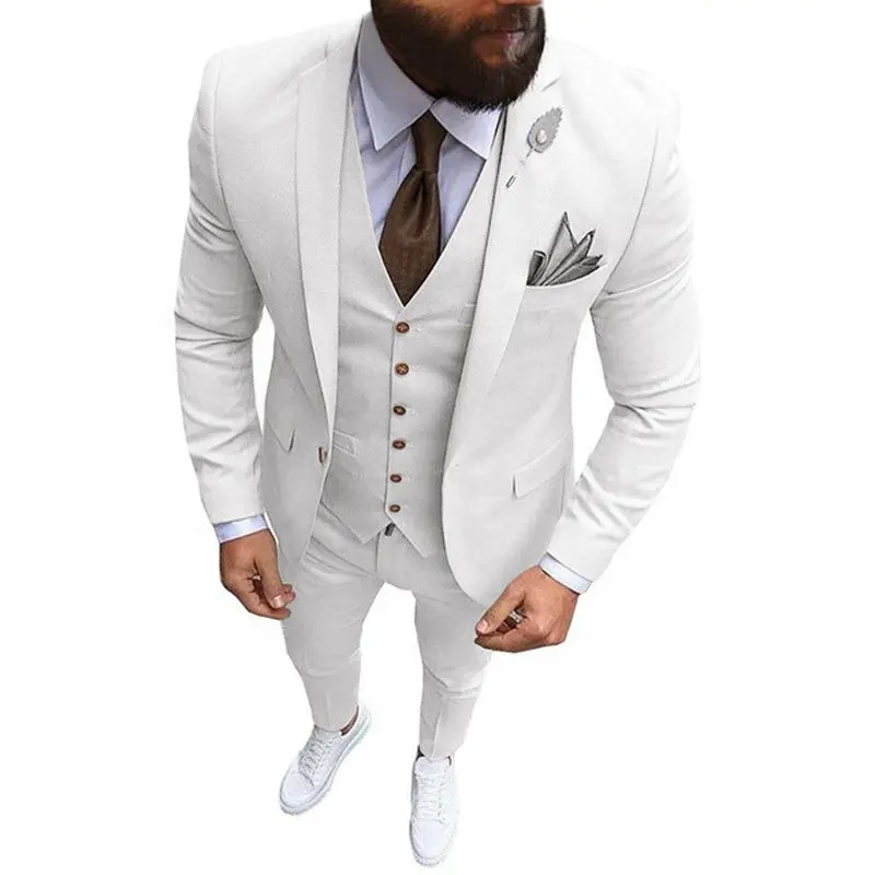 Động lực người đàn ông phù hợp với prom TUXEDO mỏng phù hợp với 3 mảnh chú rể phù hợp với đám cưới cho nam giới Blazer terno masuclino (Áo khoác + vest + quần)