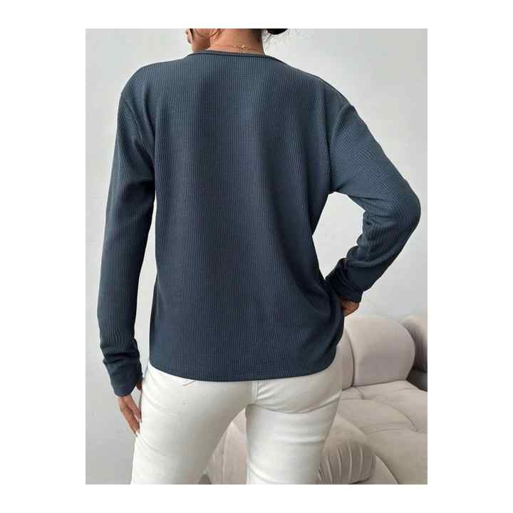 Women's Long Sleeve Lace V-Neck Ruffle Fabric Blouse