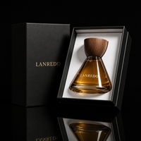 Flacon de parfum en verre géométrique de luxe minimaliste 50 ml avec bouchon en bois naturel, base lourde, flacon de parfum transparent durable