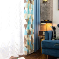 Rideaux occultants en coton et lin à imprimé géométrique de style nordique moderne pour le salon et la chambre à coucher.