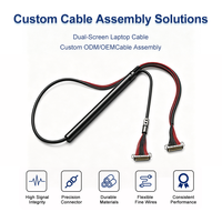 Câble LVDS personnalisé en usine, assemblage de faisceau de câbles micro-coaxiaux 30 broches pas de 0,5 mm pour moniteur LCD double écran d'ordinateur portable OEM ODM
