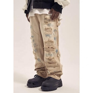 Pantalon en jean déchiré personnalisé AeeDenim pantalon en jean droit <span class=keywords><strong>kaki</strong></span> baggy original personnalisé pour hommes jean large baggy pour hommes - Product Image 1