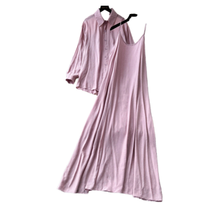 Completo Casual da <span class=keywords><strong>Donna</strong></span> Autunnale, Vestito Midi Svasato con Scollo a V e Maniche Lunghe, <span class=keywords><strong>Tuta</strong></span> da Jogging in Tessuto Tinto in Filo di Poliestere/Cotone - Product Image 3