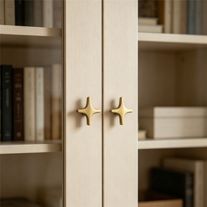 Poignée étoile croisée minimaliste moderne, style minimaliste, luxe léger, pour tiroir, armoire, porte, à trou unique, en zinc, 96 mm, pour commodes - Product Image 3