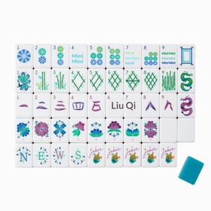 Tuiles de Mahjong américaines en acrylique bleu à 4 couches, 160 pièces, jeu de cartes et de soci<span class=keywords><strong>été</strong></span> pour 4 joueurs, coffret cadeau, finition polie à la main - Product Image 3