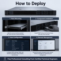 Vente en gros d'usine - Serveur en rack 1U Lenovo ThinkSystem SR645 V3 avec double processeur AMD EPYC 5e génération, TruDDR5 6400 MHz, EDSFF, virtualisation GPU, HPC