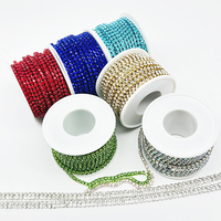 Rollo de diamantes de imitación 3D de 10 yardas al por mayor, cadena de diamantes de imitación de cristal de 3mm, diamantes de imitación sueltos para coser, accesorios de ropa para bolsos