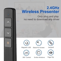 Présentateur sans fil avec pointeur laser rouge, stylo de retournement de page, contrôle du volume, présentation PPT, USB 2.4GHz, télécommande pour PowerPoint, souris