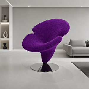 Poltrona Girevole <span class=keywords><strong>di</strong></span> <span class=keywords><strong>Design</strong></span> a Forma <span class=keywords><strong>di</strong></span> Fiore in Tessuto Ecologico, Sedia d'Accento <span class=keywords><strong>per</strong></span> Salone, <span class=keywords><strong>Soggiorno</strong></span>, Camera da Letto, Appartamento, Hotel - Product Image 1