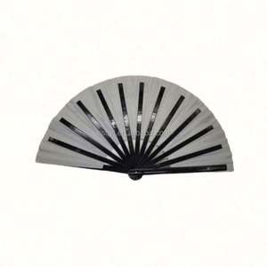 Abanico de Mano Grande Plegable de Bambú Chino Japonés Negro para Fiestas Rave - Product Image 4