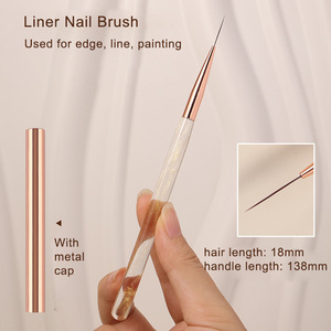 Pinceau à ongles à manche en acrylique transparent, à poils en nylon extra longs, pour la peinture au gel et la manucure de précision - Product Image 6