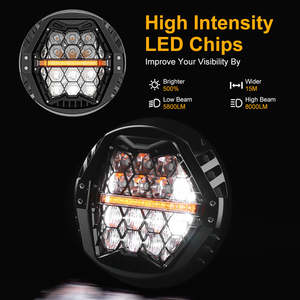 LOYO LED Motorcycle Headlight With Amber DRL RGB 4.5&quot; Fog Lights For Harley Davidson Street Glide Road King Dyna And Glide - Product Image 3