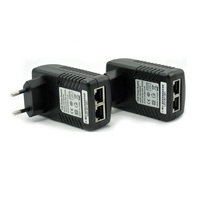 Adaptor Injektor Steker Dinding POE 24V 1A untuk Kamera IP Ethernet Keamanan CCTV 2 Port 10/100Mbps Sakelar Jaringan