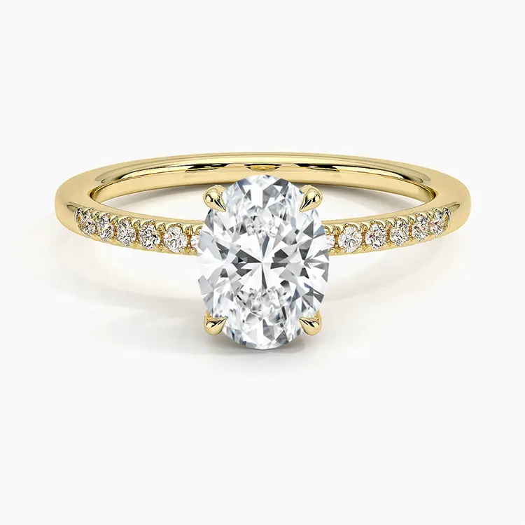 Jewelry IgI 1ct Oval lab diamond engagement ring PT950 18k yellow gold lab diamond ring wedding band classic diamond gift band