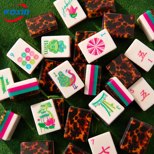 Fichas de Mahjong de Acrílico Grabado de Lujo con Diseño de Leopardo y Carey, 4 Capas, 1.24*0.91*0.63 Pulgadas, 160 Unidades - Product Image 3