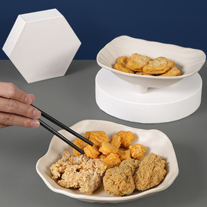Assiettes en mélamine de forme irrégulière, couleur unie, pour fêtes, collations, plats créatifs, desserts, plateaux de service pour restaurants - Product Image 2
