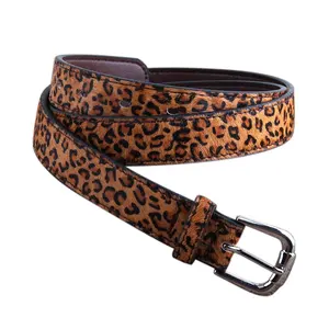 Moda donna accessorio regalo Lady Boho Leopard maculato cintura fibbia ad ardiglione crine cinture in vera pelle
