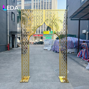 Arco de Boda LEDA Personalizado Estilo Indio, de Acero Inoxidable Dorado Brillante, para Decoración de Entrada en Eventos de Boda - Product Image 1