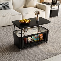 Table d'appoint mobile pour salon, style moderne et minimaliste, avec plateau en dalle de roche, espace de rangement, design luxueux et haut de gamme, Nouveauté 2026