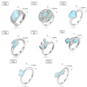 Anillos de Larimar Natural Estilo Eternidad en Plata de Ley 925 Hechos a Mano XYOP, Fabricante Mayorista con Baño de Plata - Product Image 6