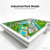 Modèle d'aménagement de parc industriel : Bâtiments d'usine, Blocs de bureaux, Réservoirs, Zone d'équipement bleue, Routes, Ceinture verte, Zones aquatiques
