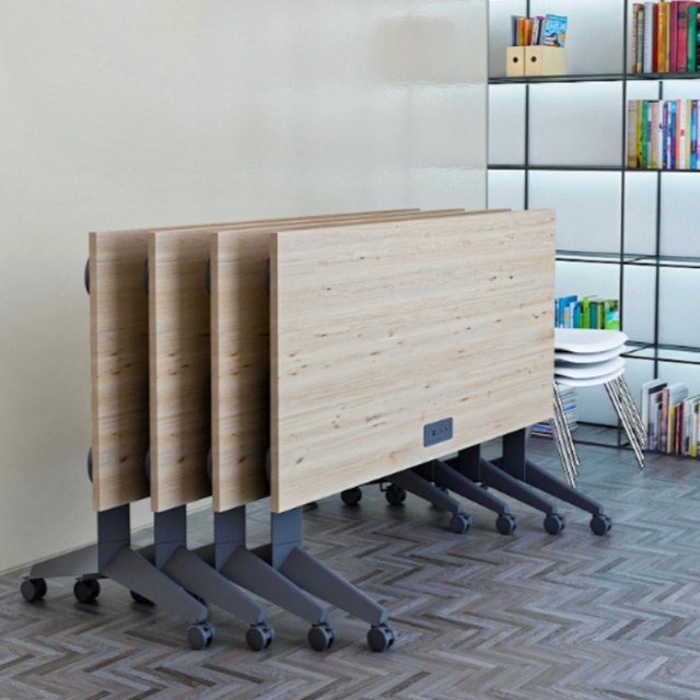 OMNI Industries Connect Flip Top Training Table Rolling Conference Room Flip Top Table with Silent Locking Wheels