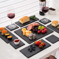 Lot de 6 sous-verres en verre d'ardoise petits sous-verres en pierre Mini plateau de service pour l'emballage de vaisselle de décoration de table à la maison