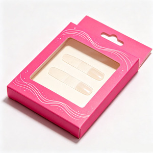 Boîte d'emballage personnalisée pour faux ongles avec fenêtre transparente, boîte cosmétique carrée en carton rigide, impression quadricolore, découpes. - Product Image 5