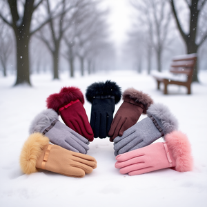 Guantes de lana y cachemira con forro de piel sintética, guantes térmicos casuales de invierno hasta la muñeca con función táctil para uso diario - Product Image 2