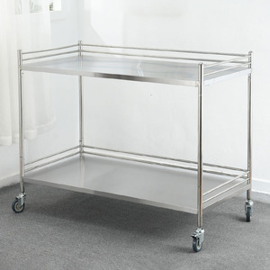 Stainless Steel <b>Tool</b> <b>Cart</b> 800x480mm 2 Tier With Casters For Hospital Dental Use - Product Image 1