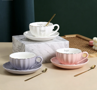 Tasse et soucoupe en porcelaine fine rétro européenne en forme de citrouille, service à thé en céramique à bord doré, vaisselle élégante pour le thé de l'après-midi, cadeau de pendaison de crémaillère