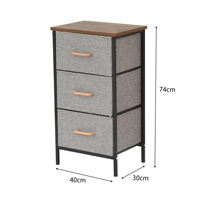 Meuble de rangement personnalisé à tiroirs, table de chevet en tissu non tissé avec cadre métallique, organisateur vertical à trois tiroirs