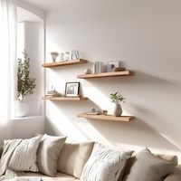 Étagères flottantes en bois de Paulownia pour mur, à un seul niveau, couleur brun clair, pour salon, design moderne, grande capacité