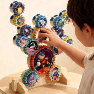 Ensemble de blocs de construction éducatifs créatifs DIY, jouet de construction polyvalent, engrenages STEM, jouets en bois pour enfants de 3 ans et plus - Product Image 4