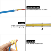 Bande LED COB CCT Epistar 5M 12V DC 608 LED 10MM PCB Haute Densité Flexible Ra90 Ruban Linéaire IP20 Dimmable Double Blanc