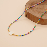 Go2boho Nouveau Collier Bohème en Perles Graine Cœur et Coquillage Chaînes Miyuki Style Religieux Bijoux de Mode Estivale pour Femmes et Cadeaux