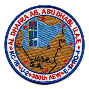 Parche Bordado de la Base Aérea de Al Dhofar, Abu Dhabi, Emiratos Árabes Unidos, en Forma de Círculo, Tejido, para Coser, con Mapa y Modelos de Aviones - Product Image 1