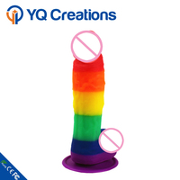 Juguete Sexual de Gran Tamaño Realista de 8 Pulgadas, Pene Artificial Arcoíris, Dildo para Mujer