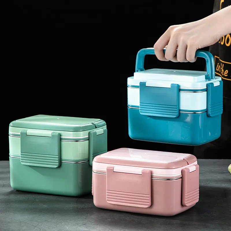 Premium Quality 1000ml Stainless Steel Leakproof Children Rectangle Lunch Tiffin Boxes Container Bento For School Going Kids