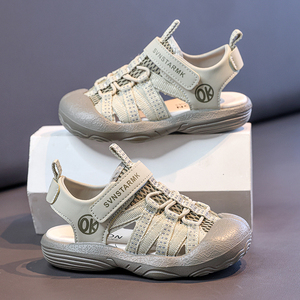 야외 어린이 및 어린이를 위한 부드러운 바닥과 속이 빈 발가락이 있는 새로운 남아 여름 샌들 경량 통기성 PU 표면 - Product Image 3