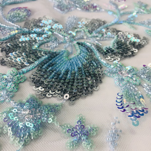 2024 chất lượng tốt dài hạt thủy tinh <span class=keywords><strong>Sequins</strong></span> đính cườm ren vải cưới Bridal ren váy vải bán buôn - Product Image 2