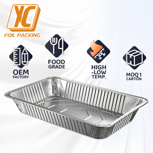 Große rechteckige Einweg-Aluminium folie Dampf tisch Backen Braten Pfannen Truthahn Backen in voller Größe Tablett - Product Image 1