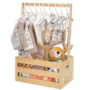 Baby Shower Gifts <strong>Basket</strong> <strong>Carrier</strong> Wooden Baby Shower Crate Closet Baby Wooden Crate Welcome Box with Handle for <strong>Newborn</strong> - Product Image 1
