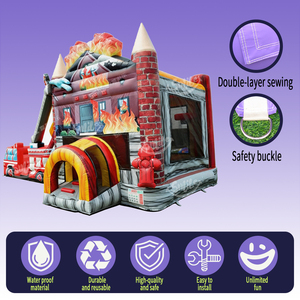 Castillo Inflable con Tobogán de Camión de Bomberos para Niños, Ideal para Fiestas Temáticas de Bomberos - Product Image 3