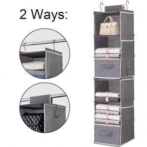 Collapsible <b>6</b>-Shelf Hanging Closet Organizer, Hanging Wardrobe Storage Shelves, <b>6</b>-Shelf Hanging Closet Organizer With 2 <b>Drawers</b> - Product Image 2