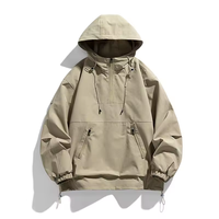 Haute qualité résistance à l'eau personnalisé 1/4 fermeture éclair Anorak veste couleur unie pull à capuche hommes veste en plein air coupe-vent