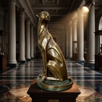Sculpture de léopard en bronze massif sur mesure - Art animalier classique personnalisé, fabriqué sur commande avec livraison mondiale, sculpture en bronze