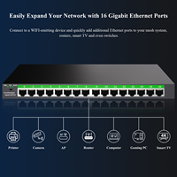Switch Gigabit Ethernet de 16 Puertos con Gestión en la Nube, 16 Puertos RJ45 de 10/100/1000 Mbps, Compatible con Montaje en Rack de 13 Pulgadas