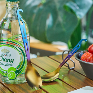Tinh Khiết Titan Chất Lượng Cao Cấp Thực Phẩm Vàng Flatware Thời Trang Cổ Điển Dã Ngoại Dao Kéo Đặt Muỗng Dao Nĩa Cho Chuyến Đi Du Lịch - Product Image 4