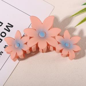 Pinza de Pelo Esmerilada para Mujer, con Tres Flores en Forma de Huevo, Color Sólido, Material Plástico, Perla y PC, para Niñas - Product Image 4